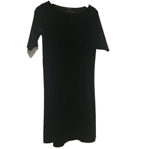 LANDS END Womens Black Velvet Pullover Dress Sz S 6-8 Grunge Dark Academia Goth